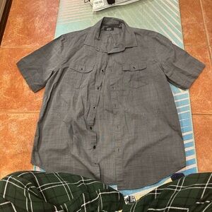 Alfani Charcoal Casual Button Down Shirt